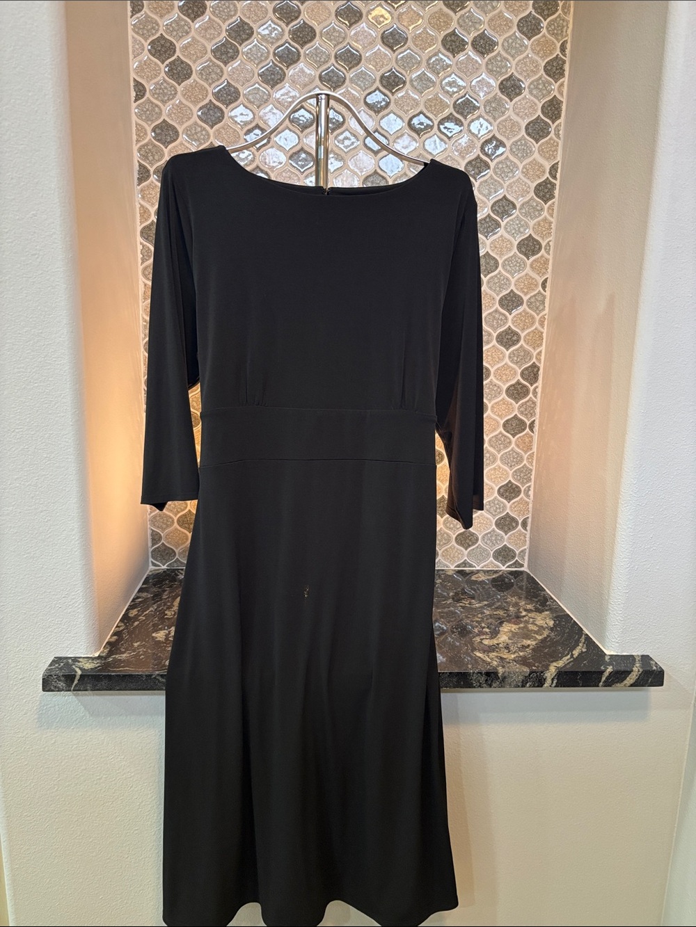 Black Long Sleeve Boatneck Dress